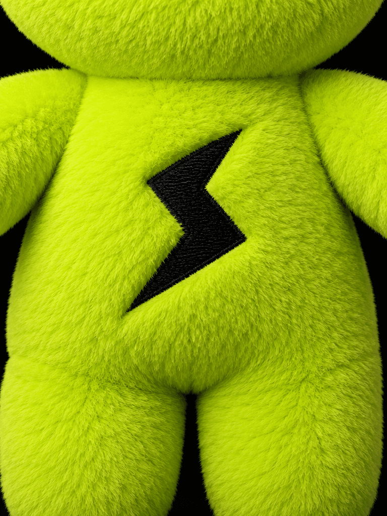 Detalle del rayo bordado del peluche 404